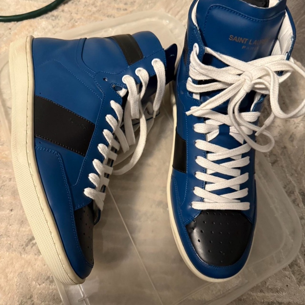 Saint Laurent Blue and Black High-Top Sneakers Authentic Men’s 6.5 Women’s 8